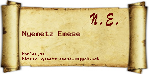 Nyemetz Emese névjegykártya